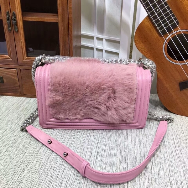 Chanel Le Boy Flap Shoulder Bag Coney Skin 8711A Pink