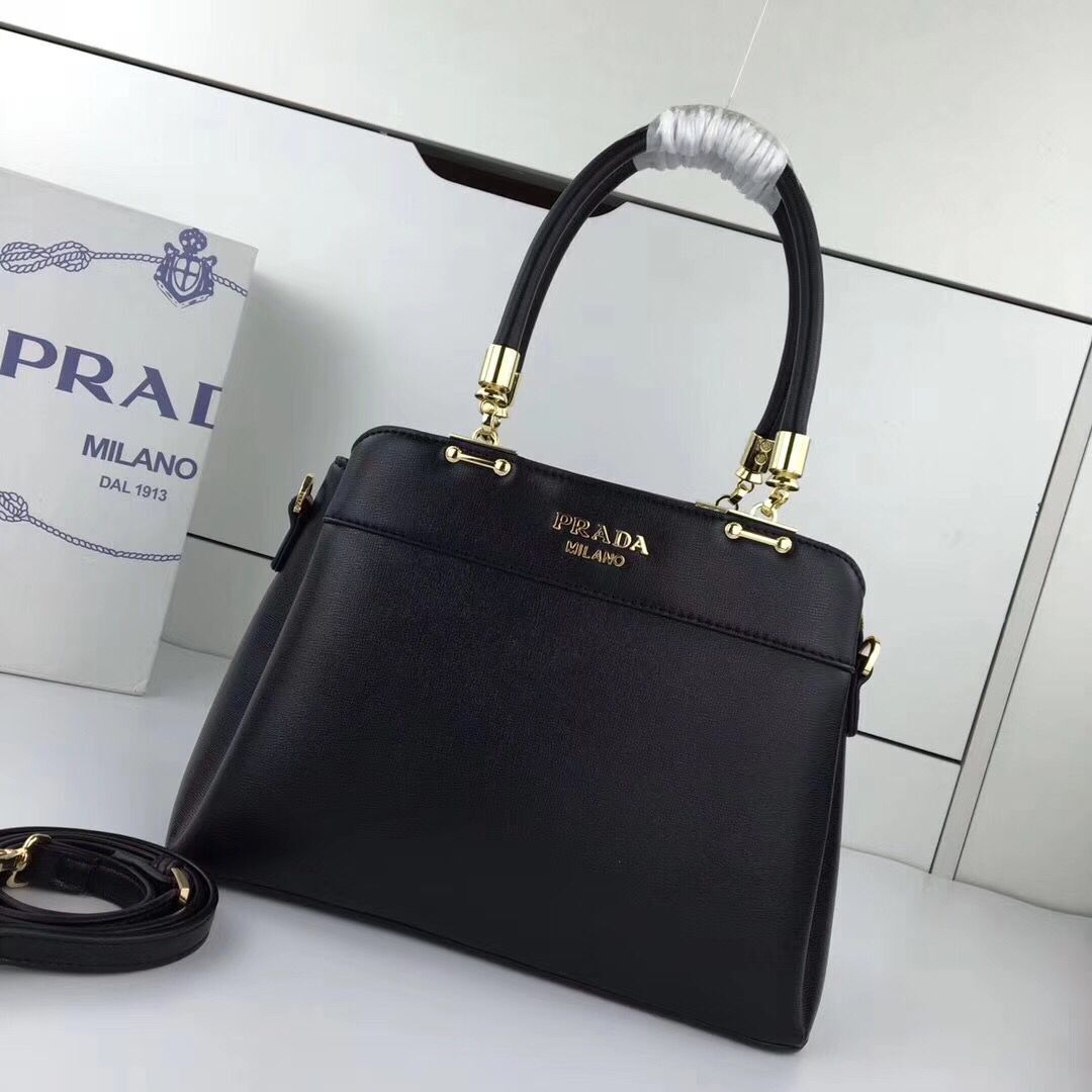 Prada Calfskin Leather Tote Bags 88125 Black