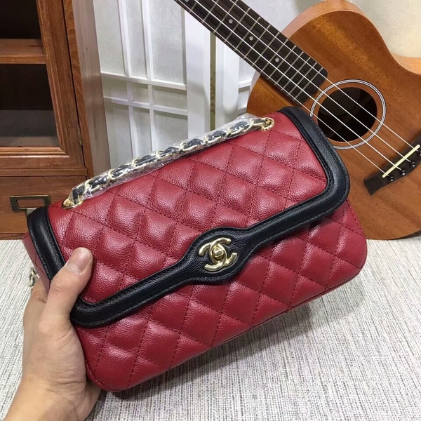 Chanel Calfskin Leather Flap Shoulder Bag 8007A Red