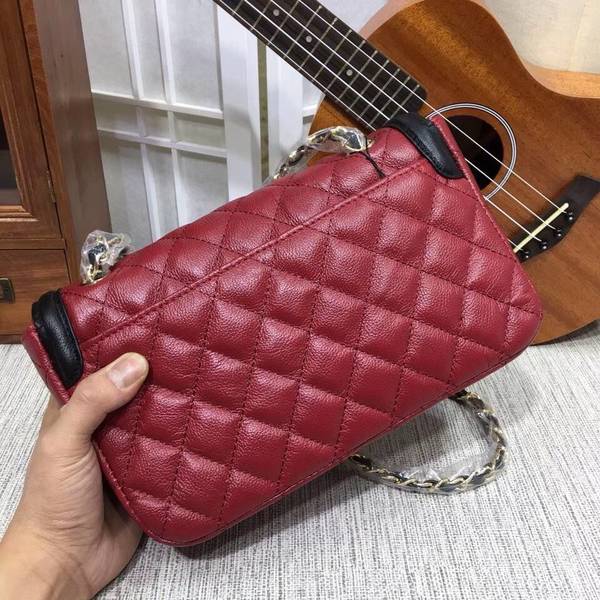 Chanel Calfskin Leather Flap Shoulder Bag 8007A Red