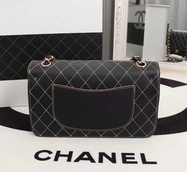 Chanel Flap Shoulder Bag Calfskin Leather 8925 Black