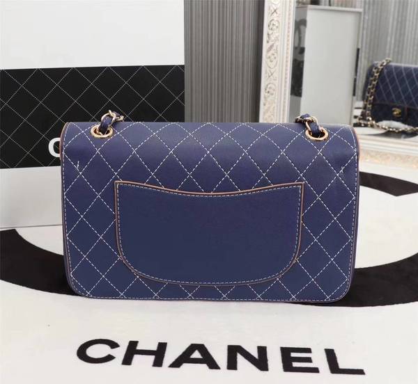 Chanel Flap Shoulder Bag Calfskin Leather 8925 Blue