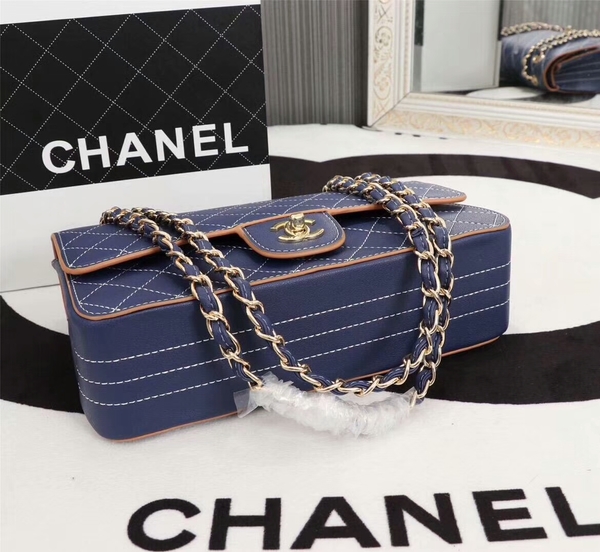 Chanel Flap Shoulder Bag Calfskin Leather 8925 Blue