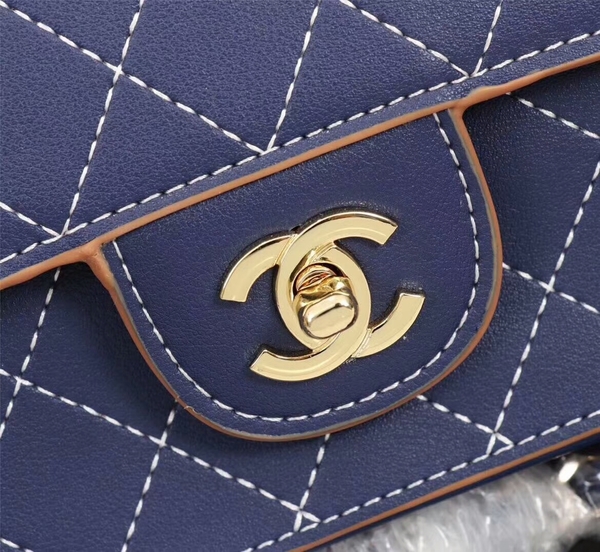 Chanel Flap Shoulder Bag Calfskin Leather 8925 Blue