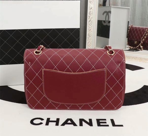 Chanel Flap Shoulder Bag Calfskin Leather 8925 Red