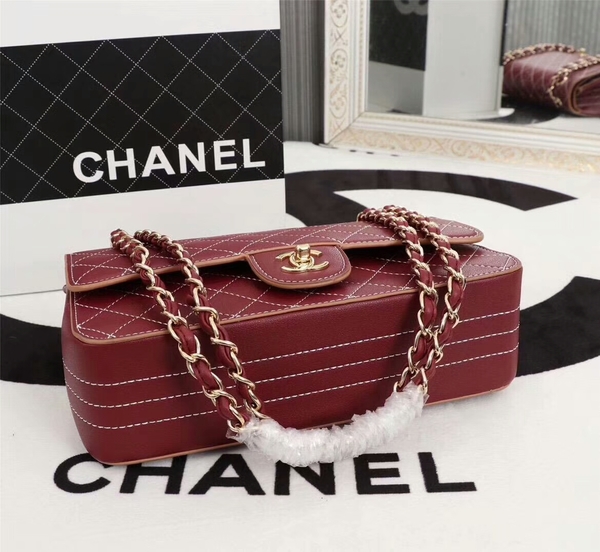 Chanel Flap Shoulder Bag Calfskin Leather 8925 Red