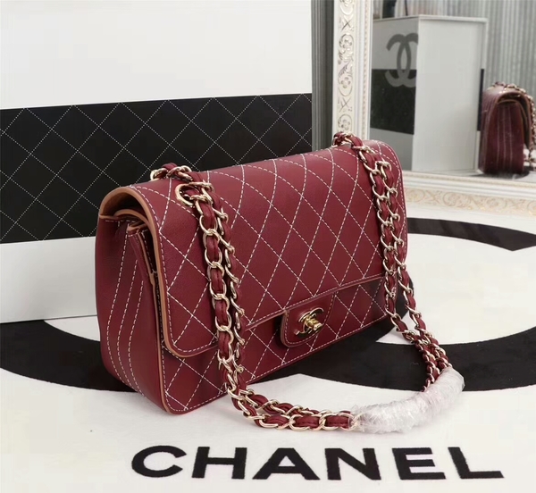 Chanel Flap Shoulder Bag Calfskin Leather 8925 Red