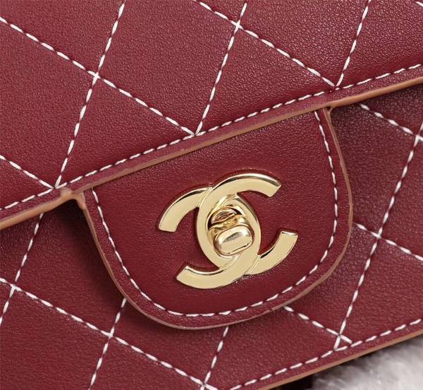 Chanel Flap Shoulder Bag Calfskin Leather 8925 Red