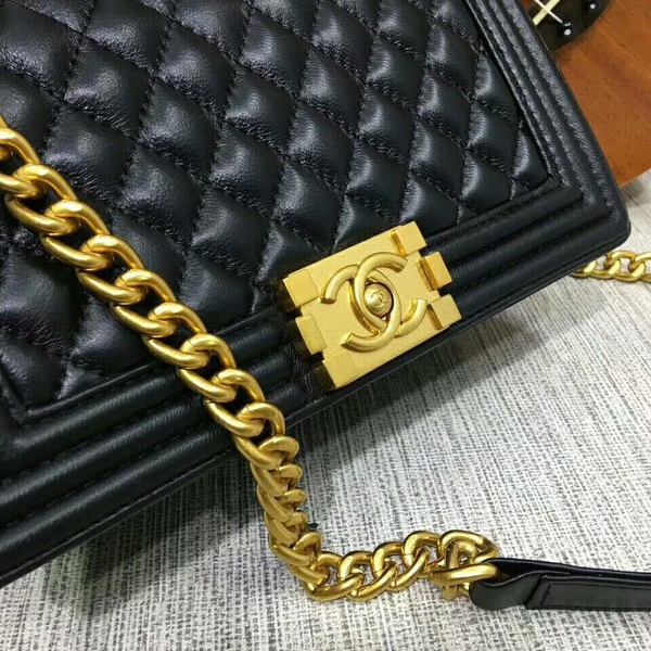 Boy Chanel Flap Shoulder Bag Sheepskin Leather 67086A Black