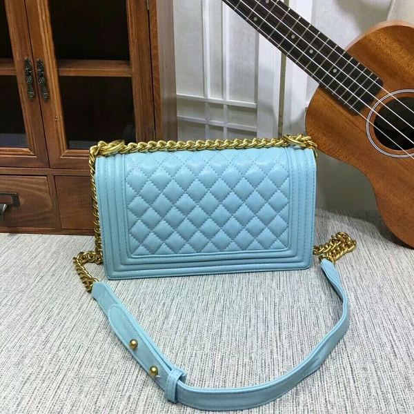 Boy Chanel Flap Shoulder Bag Sheepskin Leather 67086A Blue