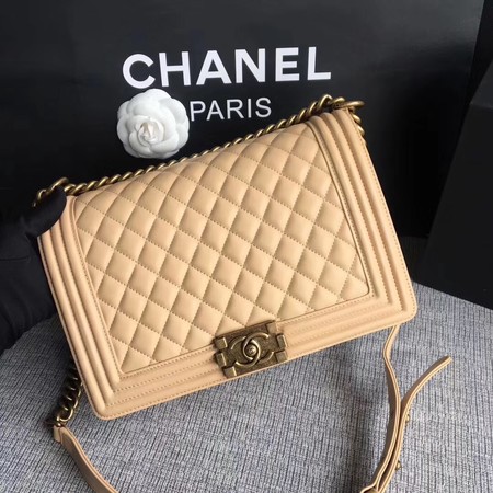 Boy Chanel Flap Bags Original Sheepskin Leather A67088 Apricot