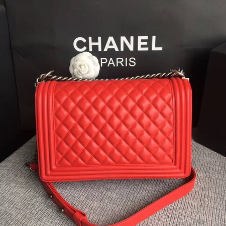 Boy Chanel Flap Bags Original Sheepskin Leather A67088 Red