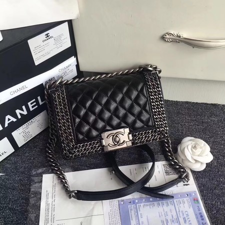 Boy Chanel Flap Shoulder Bag Sheepskin Leather A67085 Black