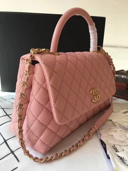 Chanel Classic Top Handle Bag Pink Original Leather A92292 Gold