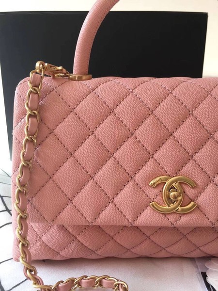 Chanel Classic Top Handle Bag Pink Original Leather A92292 Gold