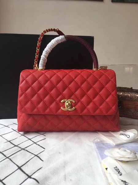 Chanel Classic Wine Top Handle Bag Red Original Leather A92292 Gold