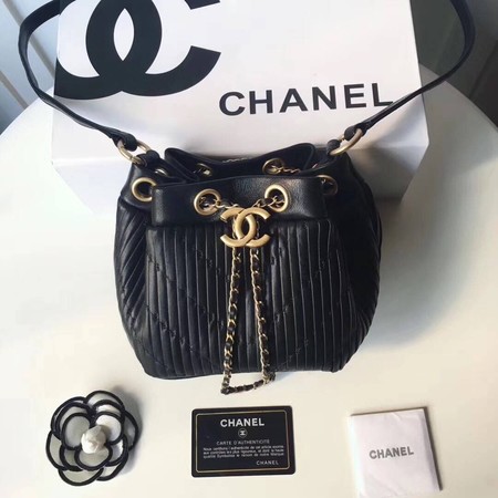 Chanel Hobo Bag Original Sheepskin Leather A35612 Black