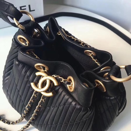 Chanel Hobo Bag Original Sheepskin Leather A35612 Black