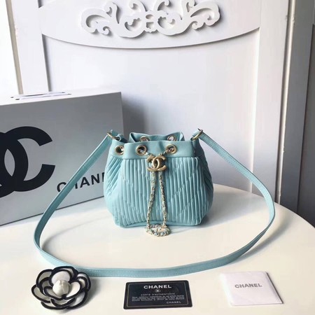 Chanel Hobo Bag Original Sheepskin Leather A35612 SkyBlue