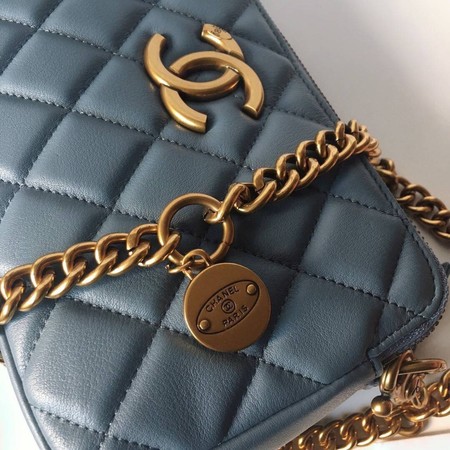 Chanel Shoulder Bag Original Sheepskin Leather A66270 SkyBlue