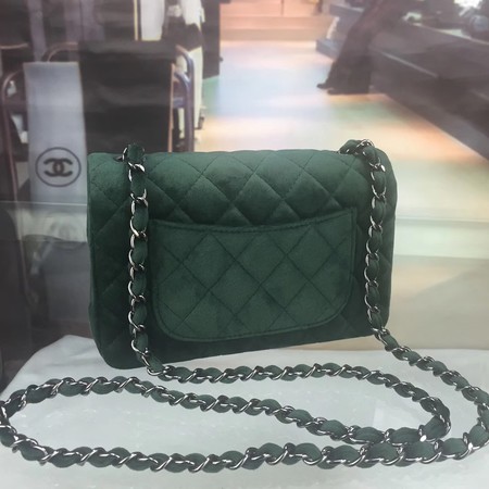 Chanel mini Classic Flap Bag Original Velet Leather A1116 Green