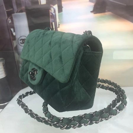 Chanel mini Classic Flap Bag Original Velet Leather A1116 Green