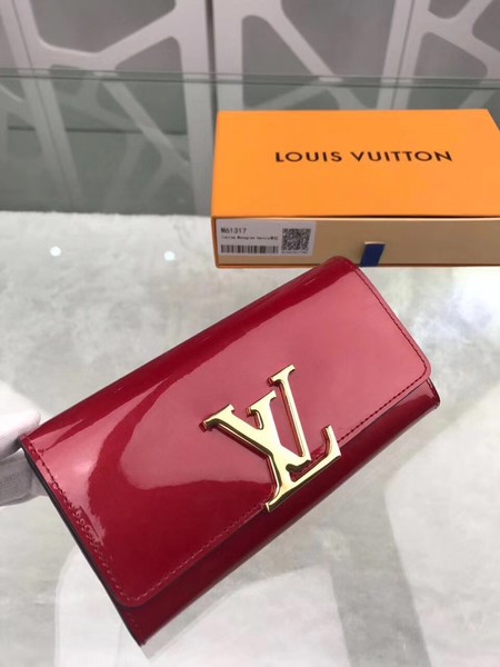 Louis Vuitton Patent Calf Leather LOUISE WALLET M64550 Wine