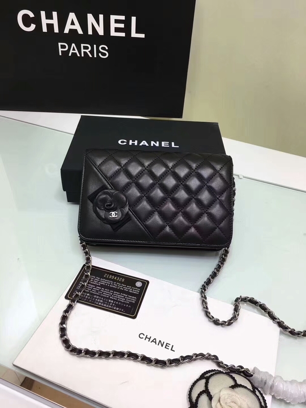 Chanel Camellia Flap Shoulder Bag Sheepskin Leather 88215A