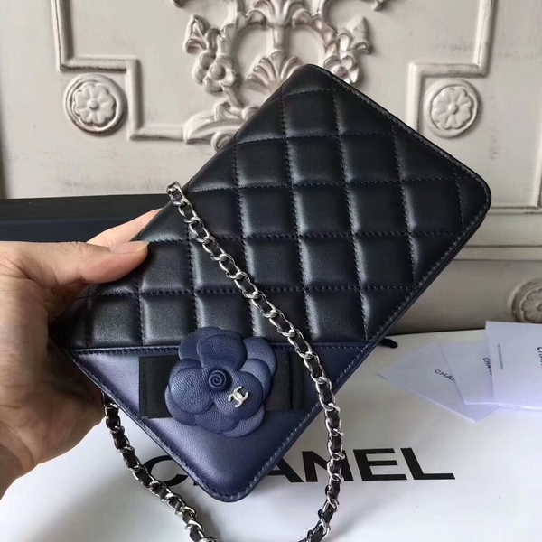 Chanel Camellia Flap Shoulder Bag Sheepskin Leather 88215D