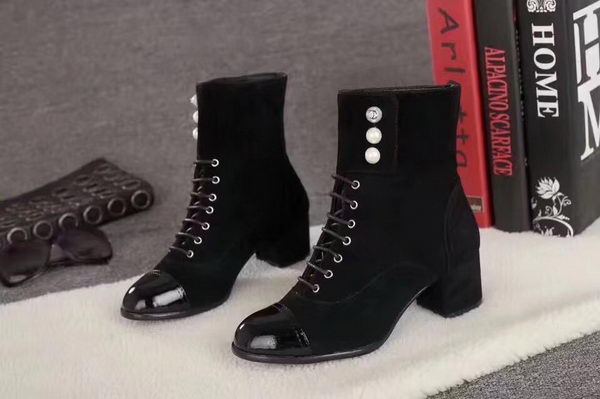 Chanel Ankle Boot Suede Leather CH2252 Black