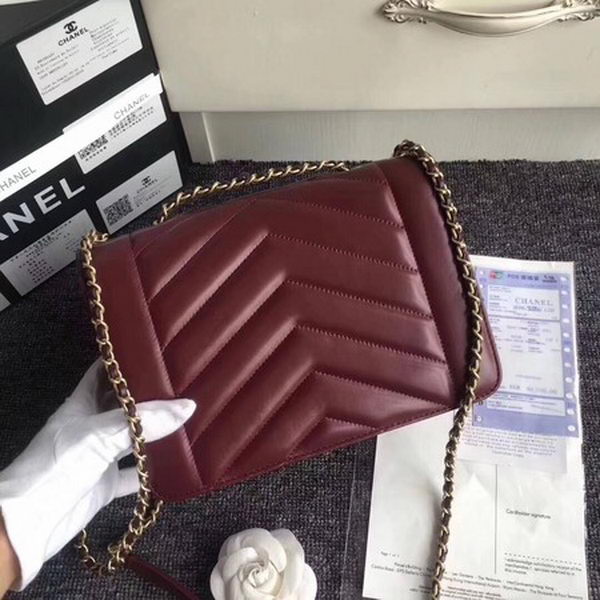 Chanel Classic Flap Bag Original Leather A77056 Wine