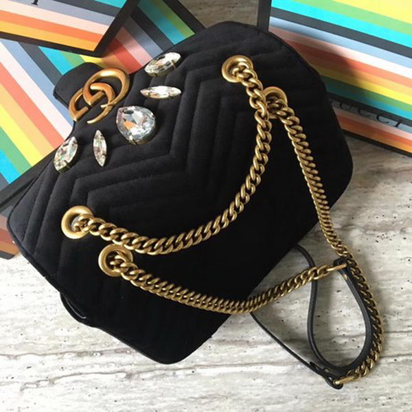 Gucci GG Marmont Small Chevron Shoulder Bag 443497 Black