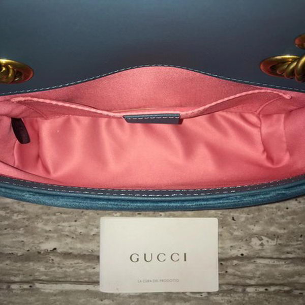 Gucci GG Marmont Embroidered Velvet mini Bag 446744 Blue