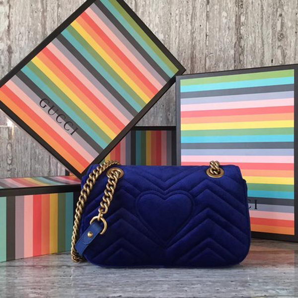 Gucci GG Marmont Embroidered Velvet mini Bag 446744 Royal