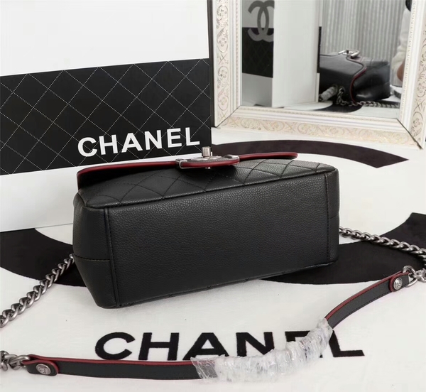 Chanel Calfskin Leather Flap Shoulder Bag 81733 Black