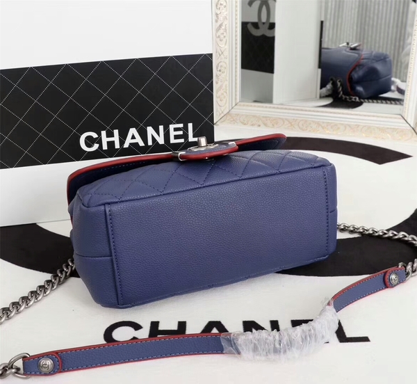 Chanel Calfskin Leather Flap Shoulder Bag 81733 Blue