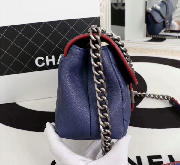 Chanel Calfskin Leather Flap Shoulder Bag 81733 Blue