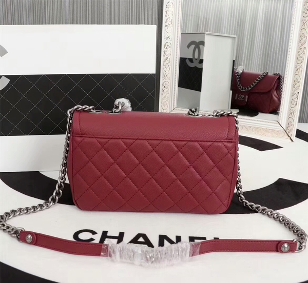 Chanel Calfskin Leather Flap Shoulder Bag 81733 Marroon