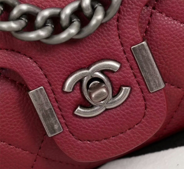 Chanel Calfskin Leather Flap Shoulder Bag 81733 Marroon