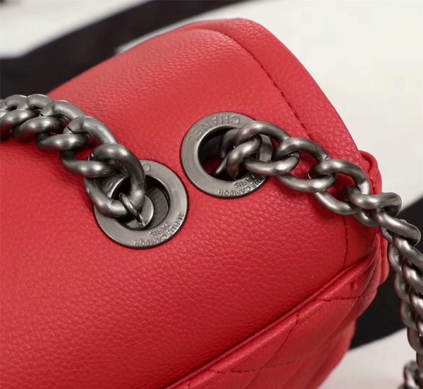 Chanel Calfskin Leather Flap Shoulder Bag 81733 Red