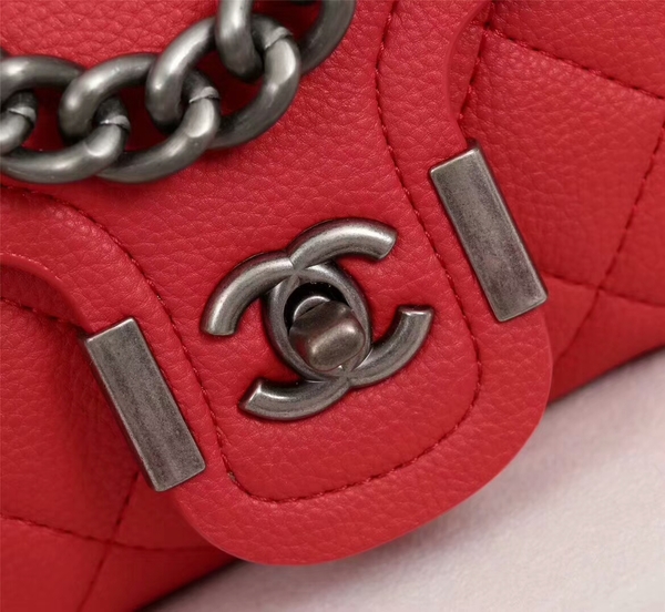 Chanel Calfskin Leather Flap Shoulder Bag 81733 Red