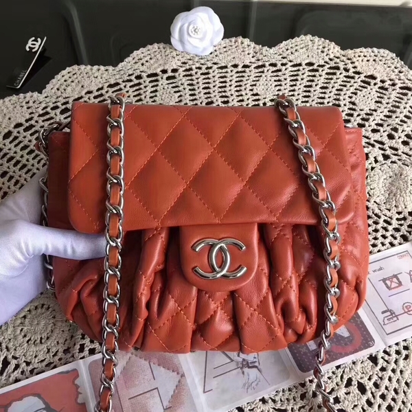 Chanel Falp Shoulder Bag Sheepskin Leather 8006A Orange