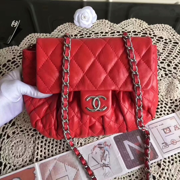 Chanel Falp Shoulder Bag Sheepskin Leather 8006A Red