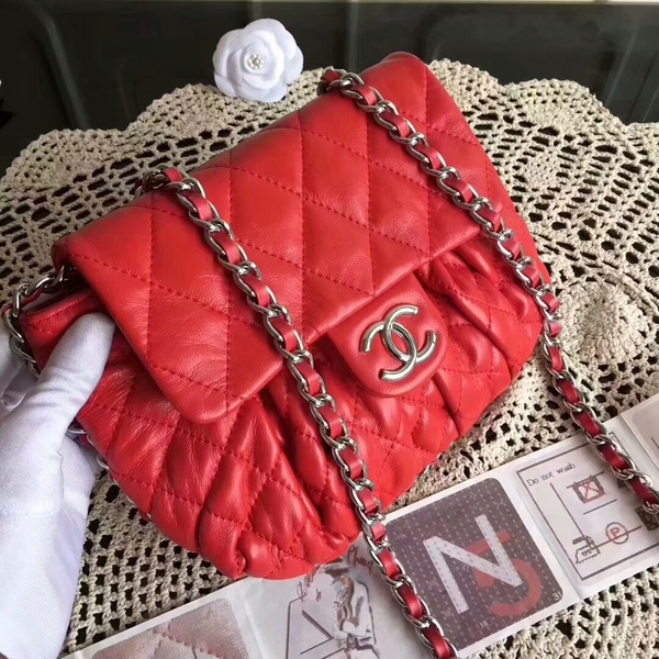 Chanel Falp Shoulder Bag Sheepskin Leather 8006A Red