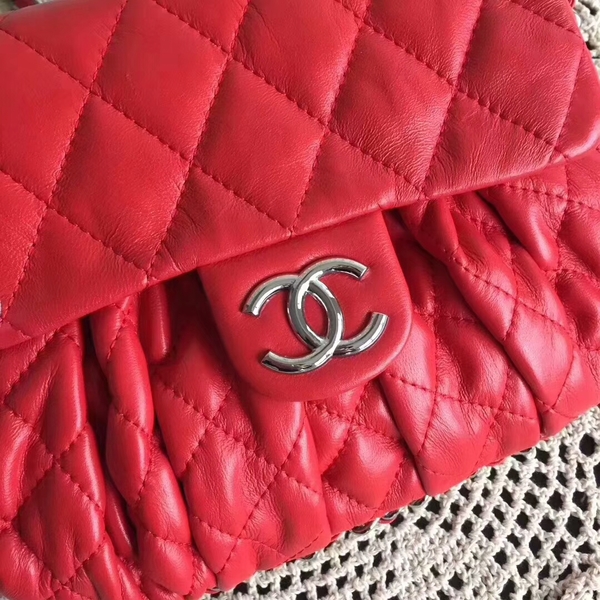 Chanel Falp Shoulder Bag Sheepskin Leather 8006A Red