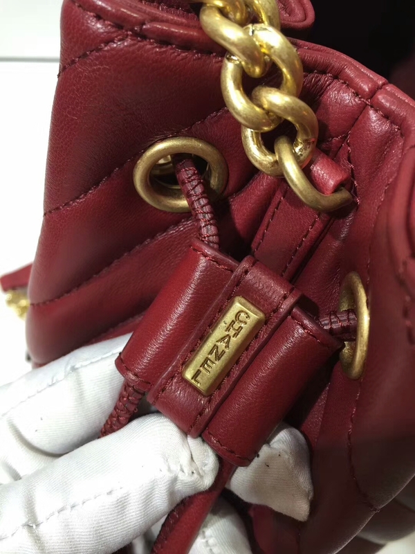 2017 Chanel Original Sheepskin Leather Bucket Bag 28172 Red