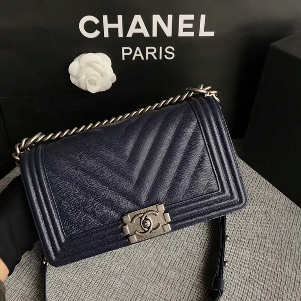 Boy Chanel Original Chevron Leather 67086 Blue