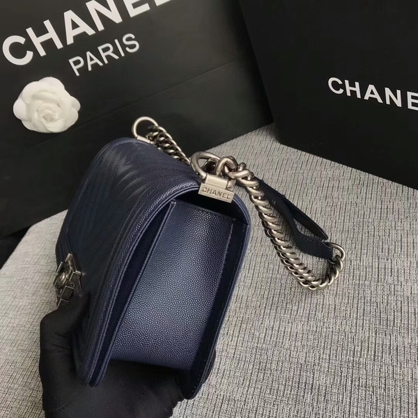 Boy Chanel Original Chevron Leather 67086 Blue