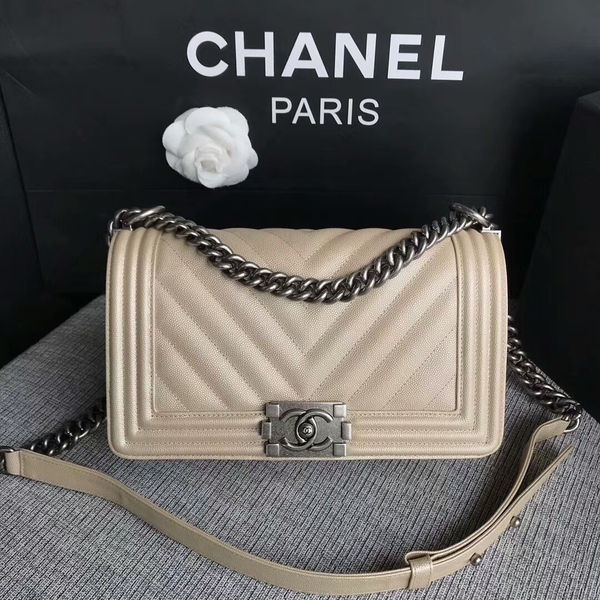 Boy Chanel Original Chevron Leather 67086 Camel