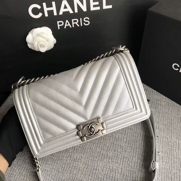 Boy Chanel Original Chevron Leather 67086 White